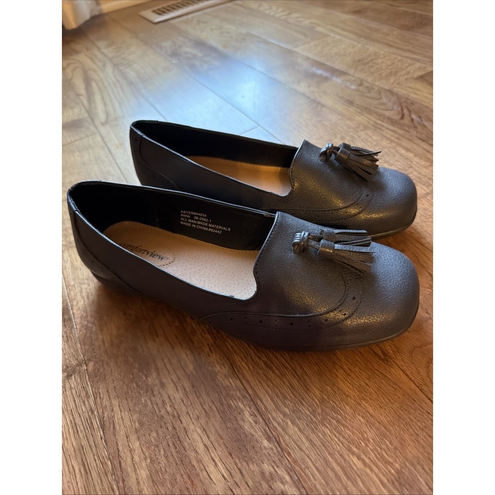 NEW Comfortview Slip On Comfort Flats Navy Womens 8WW Extra Wide Width